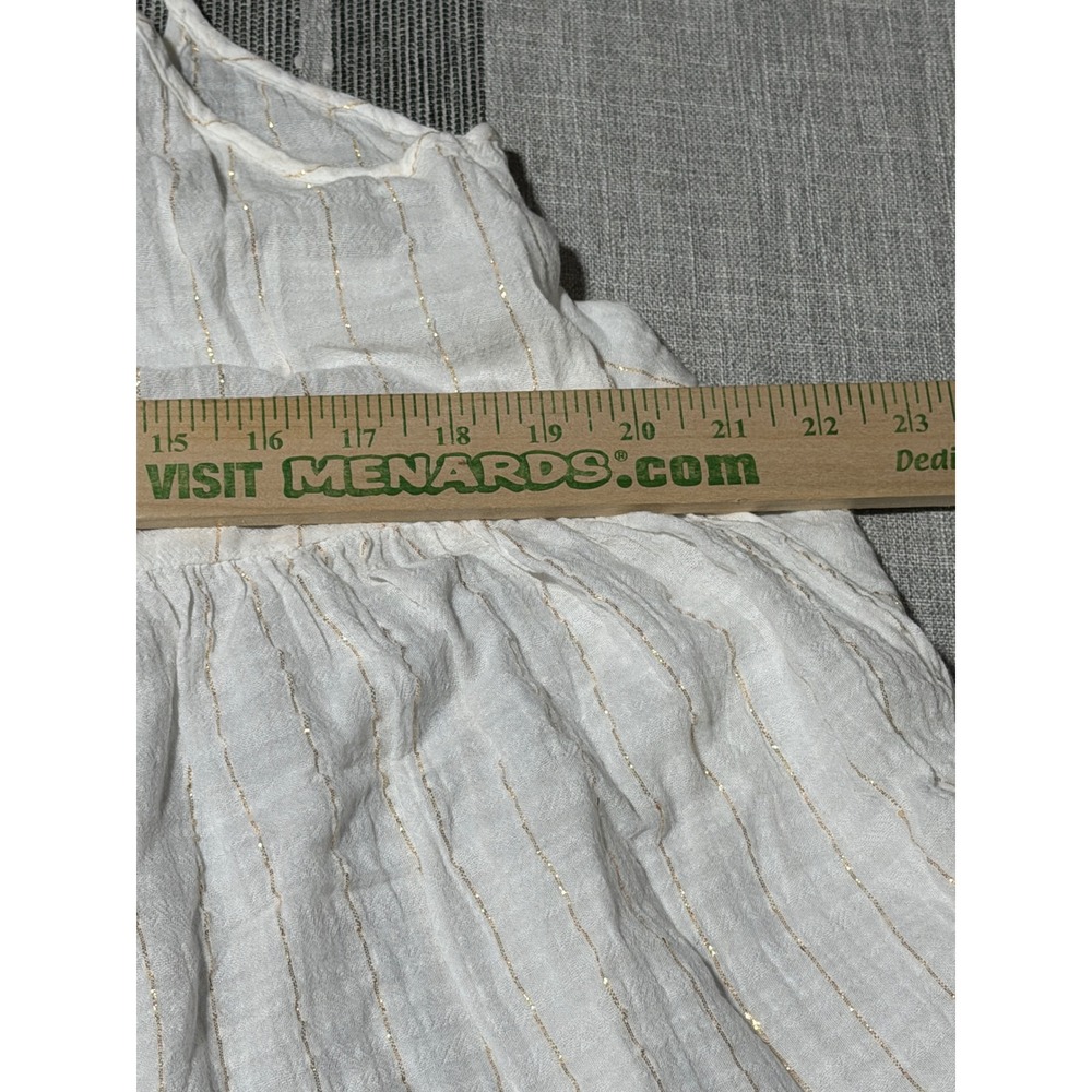 Aerie Womens White Gold Metallic Stripe Tiered Babydoll Cami Tank‎ Top Medium - Picture 3 of 7